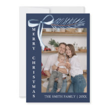 Minimalistisk blå båge tallgren fotofamilj