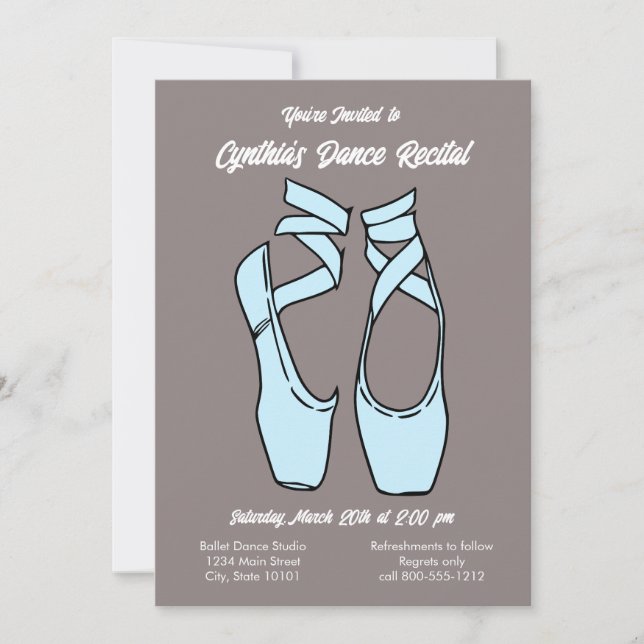 Minimalistisk blå balettföreställningsinbjudan inbjudningar (Framsida)