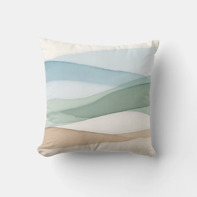 Minimalistisk blå beige landskap kudde (Framsida)