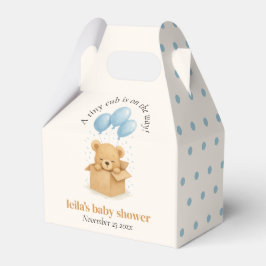 Minimalistisk blå björn ballong baby shower presentaskar