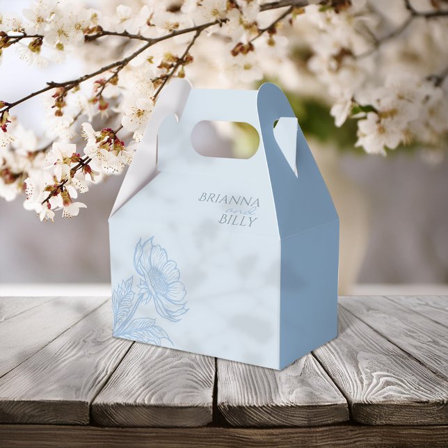 Minimalistisk blå Blommigt Bröllop Presentaskar (Skapare uppladdad)