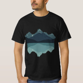 Minimalistisk blå boho bergssjöreflektion t shirt
