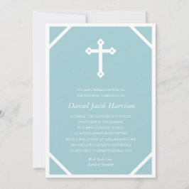 Minimalistisk blå Boys, första kommune Inbjudningar