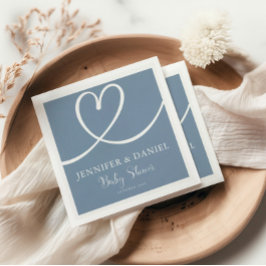 Minimalistisk blå Elegant Oh Baby Shower Pappersservett