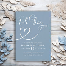 Minimalistisk Blå Elegant Oh Pojke Babyfirande