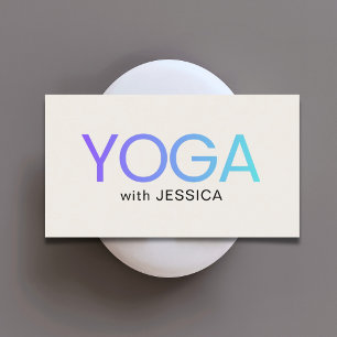 Minimalistisk blå gammal vit fet yogainstruktör visitkort