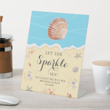 Minimalistisk blå hav sommar bröllop glans 