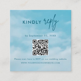 Minimalistisk blå himmel bara kärlek bröllop RSVP- Tilläggskort