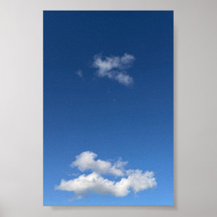 Minimalistisk blå himmel fluffiga moln Fotografi Poster
