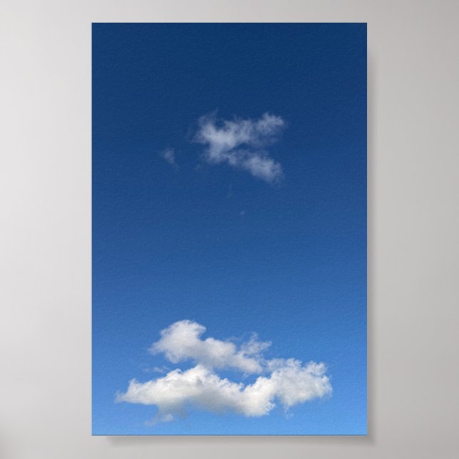 Minimalistisk blå himmel fluffiga moln Fotografi Poster (Framsidan)