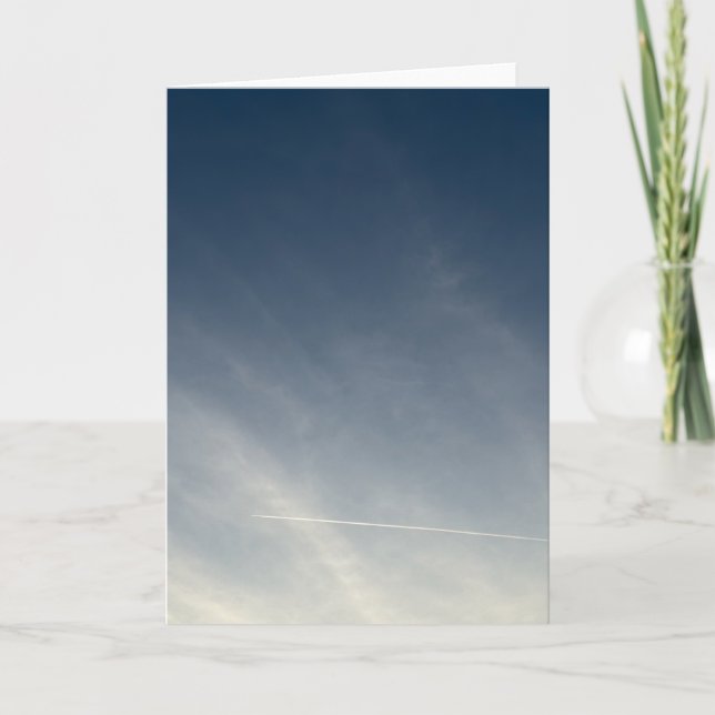 Minimalistisk blå himmel- och kondensstrimlefotogr kort (Framsida)