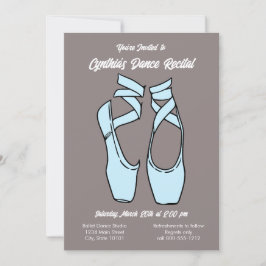 Minimalistisk blå inbjudan till balettdansuppvisni