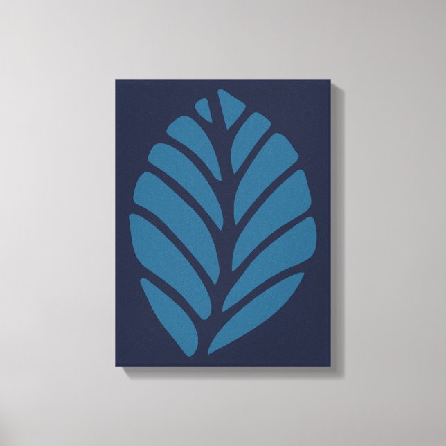 Minimalistisk blå Löv Canvastryck (Framsida)