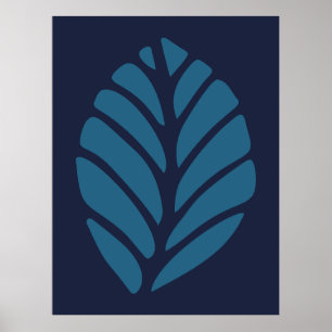 Minimalistisk blå Löv Poster