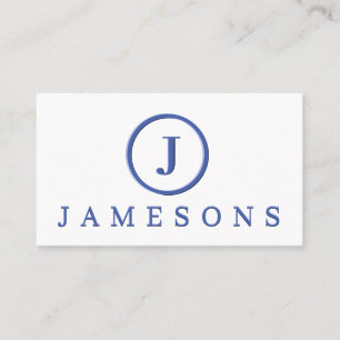 Minimalistisk blå monogram-Logotyp, Embossed Effe Visitkort