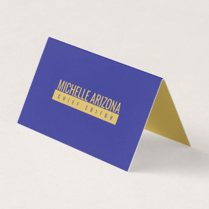 Minimalistisk blå och guld färg professionell mode visitkort