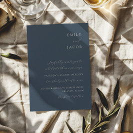 Minimalistisk blå och vit klassisk Bröllop Inbjudningar