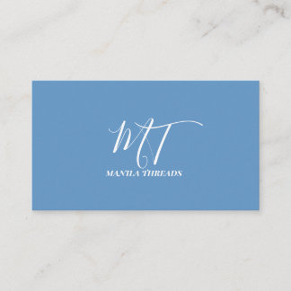 Minimalistisk blå och vit monogram skript affärs C Visitkort