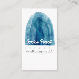 Minimalistisk blå och vit vattenfärgsdesign visitkort