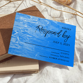 Minimalistisk blå RSVP-kort för strand OSA Kort