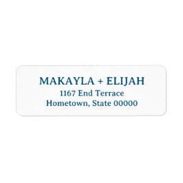 Minimalistisk blå serif Namn och Returadress Etikett