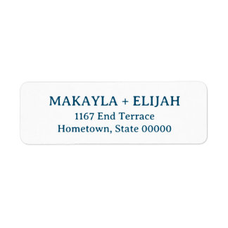 Minimalistisk blå serif Namn och Returadress Etikett