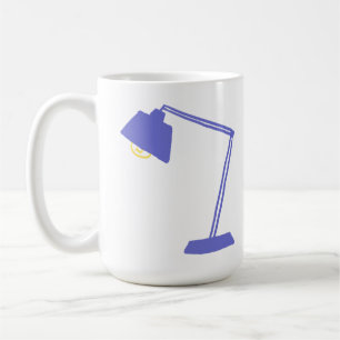 Minimalistisk blå skrivbordslampa Arbetsplatsdekor Kaffemugg