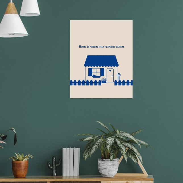 Minimalistisk Blå Stugaposter Poster (Vardagsrum 1)