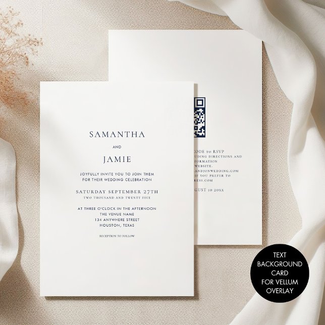 Minimalistisk blå textbakgrund för Vellum-övertäck Inbjudningar (Skapare uppladdad)