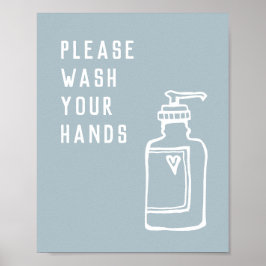 Minimalistisk blå Tvätta Händer-soap Poster