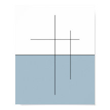 Minimalistisk blå vågrät linjekonst