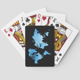 Minimalistisk blå världskarta Vattenfärgskonst Casinokort