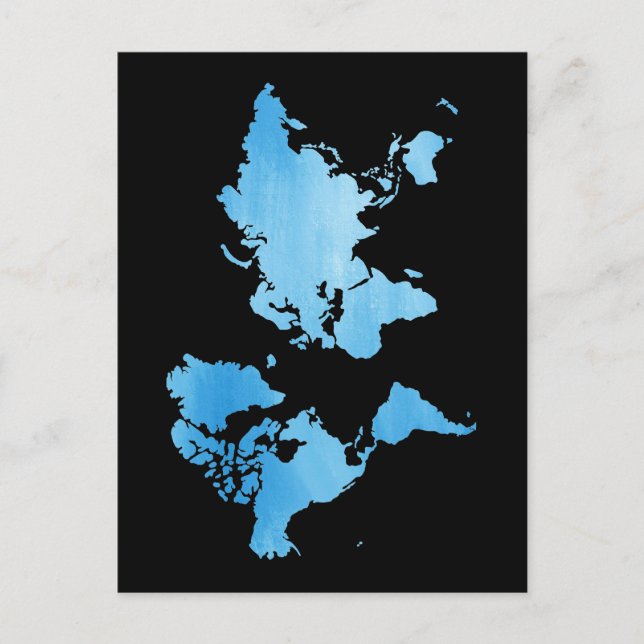Minimalistisk blå världskarta Vattenfärgskonst Vykort (Framsida)