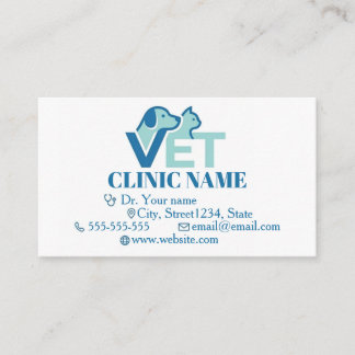 Minimalistisk blå veterinär anpassningsbar visitkort