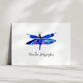 Minimalistisk blåa Dragonfly-Elegant, inspierad Anteckningskort