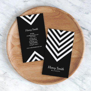 Minimalistisk Black and White Chevron Social Media Visitkort