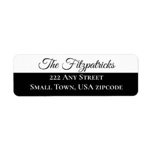 Minimalistisk Black and White Classy Anpassningsba Returadress Etikett