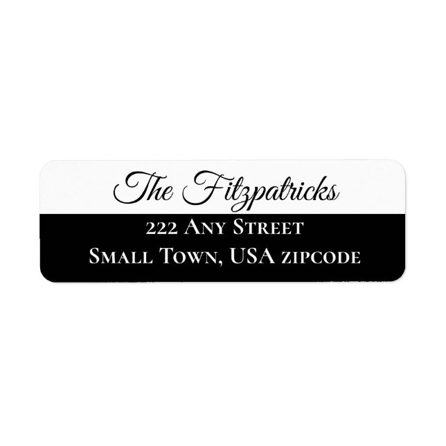 Minimalistisk Black and White Classy Anpassningsba Returadress Etikett (Framsidan)