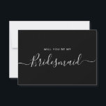 Minimalistisk Black Bridesmaid Frieri Inbjudningar<br><div class="desc">Minimalistiskt Modern Black Calligraphy Bridesmaid Frieri. Brudens sida frieri kort och inbjudan. Innehåller skript för trendig och snyggt och svart bakgrund.</div>