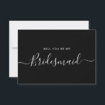 Minimalistisk Black Bridesmaid Frieri Inbjudningar<br><div class="desc">Minimalistiskt Modern Black Calligraphy Bridesmaid Frieri. Brudens sida frieri kort och inbjudan. Innehåller skript för trendig och snyggt och svart bakgrund.</div>