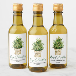 Minimalistisk Bläck---färgskript med Träd- Vinetikett