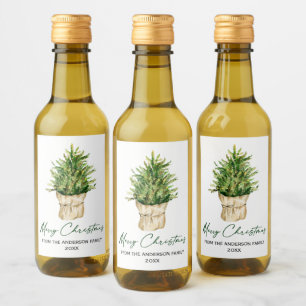 Minimalistisk Bläck---färgskript med Träd- Vinetikett