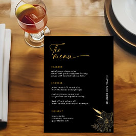 Minimalistisk Black & Guld Bröllop Drinks Pub Menu Meny