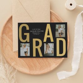 Minimalistisk Black Guld Grad Photo Studenten Meddelande