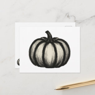 Minimalistisk Bläck Pumpkin - höstskördekonst på Helg Vykort