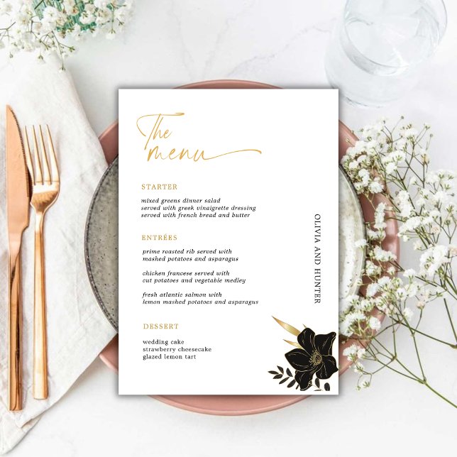 Minimalistisk Black & White Bröllop Drinks Pub Men Meny (Minimalist Black & White Wedding Drinks Bar Menu)