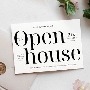 Minimalistisk Black & White-Logotyp Business Open Inbjudningar