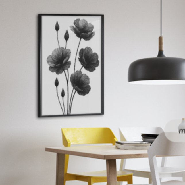 Minimalistisk bläckblomma Abstrakt blomkonst i sva Poster (Skapare uppladdad)