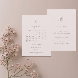 Minimalistisk blad rosa svart kalender spara datum datumet