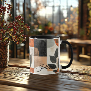 Minimalistisk bladmugg - Personlig rustic jordnära Mugg